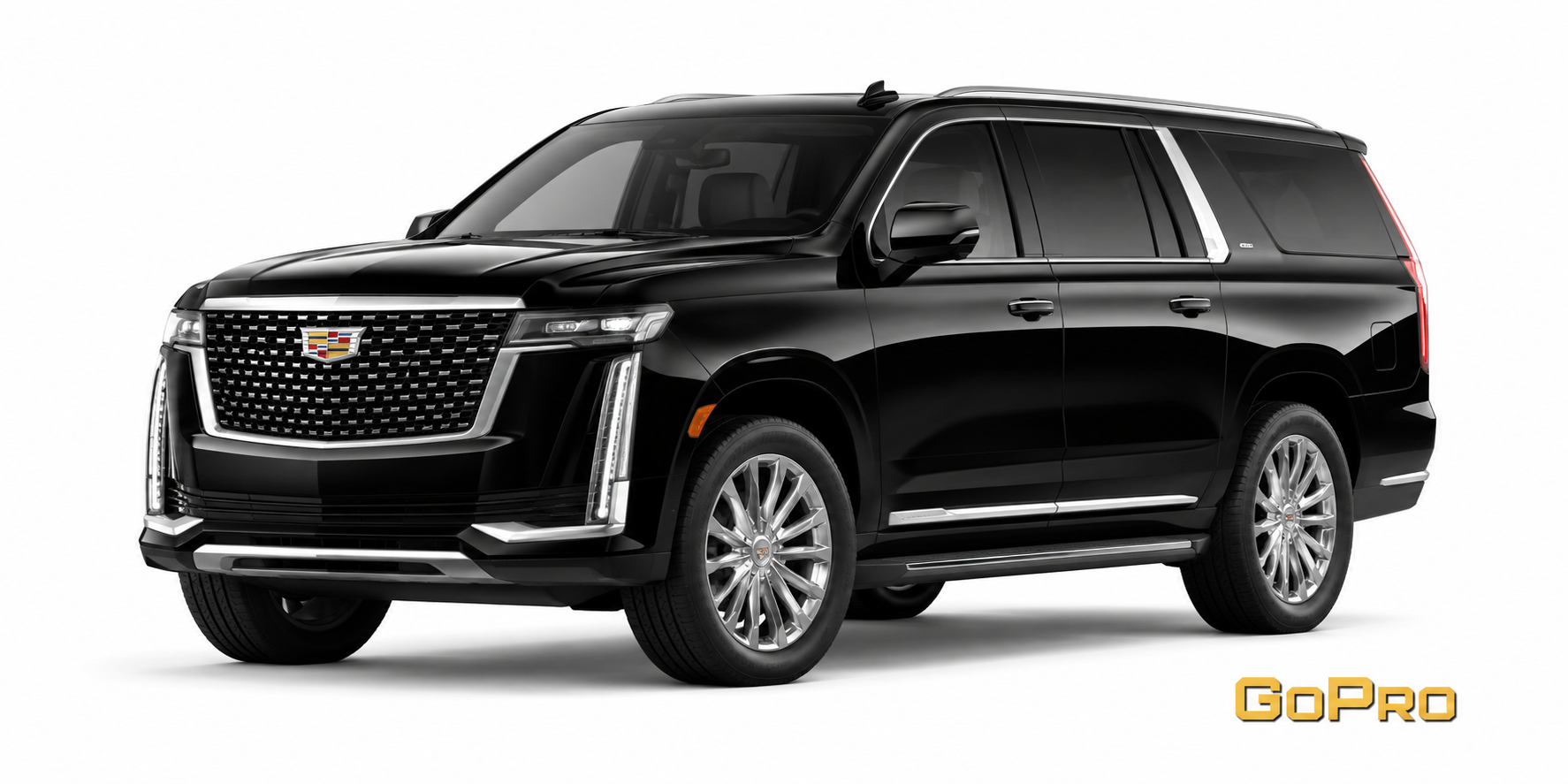 Black Cadillac Escalade SUV in a studio shot