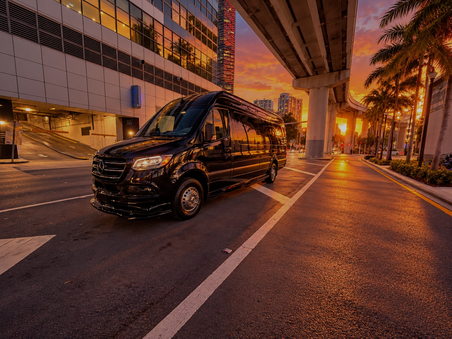 Black Mercedes Sprinter passenger van